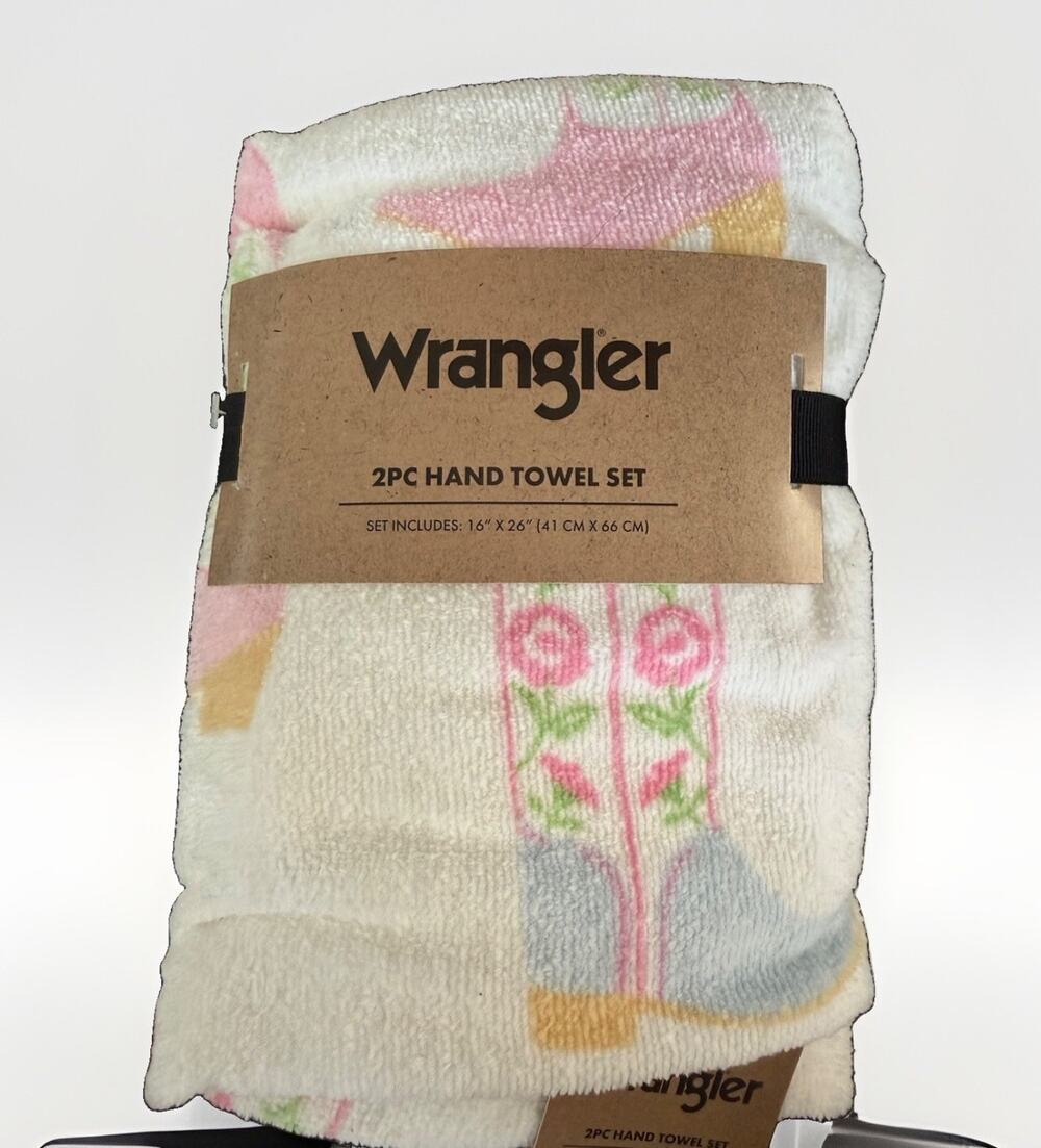 Wrangler 2pc Hand Towel Pretty Boots New NWT
